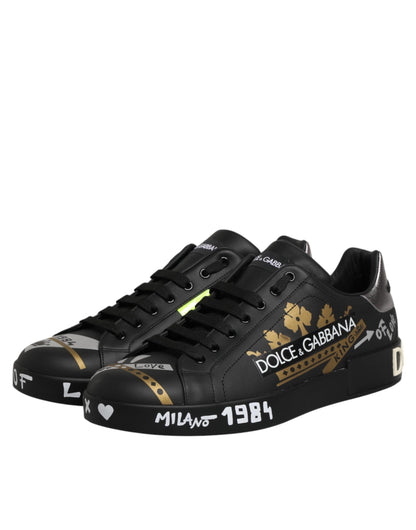 Dolce & Gabbana Black Crown Logo Low Top Men Sneakers Shoes