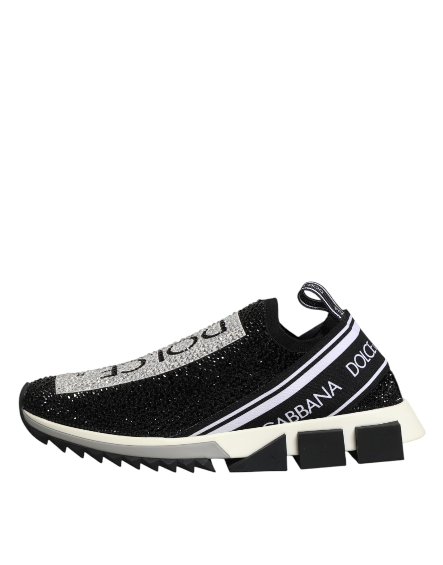 Dolce & Gabbana Black Strass Slip On Men Sorrento Sneakers Shoes