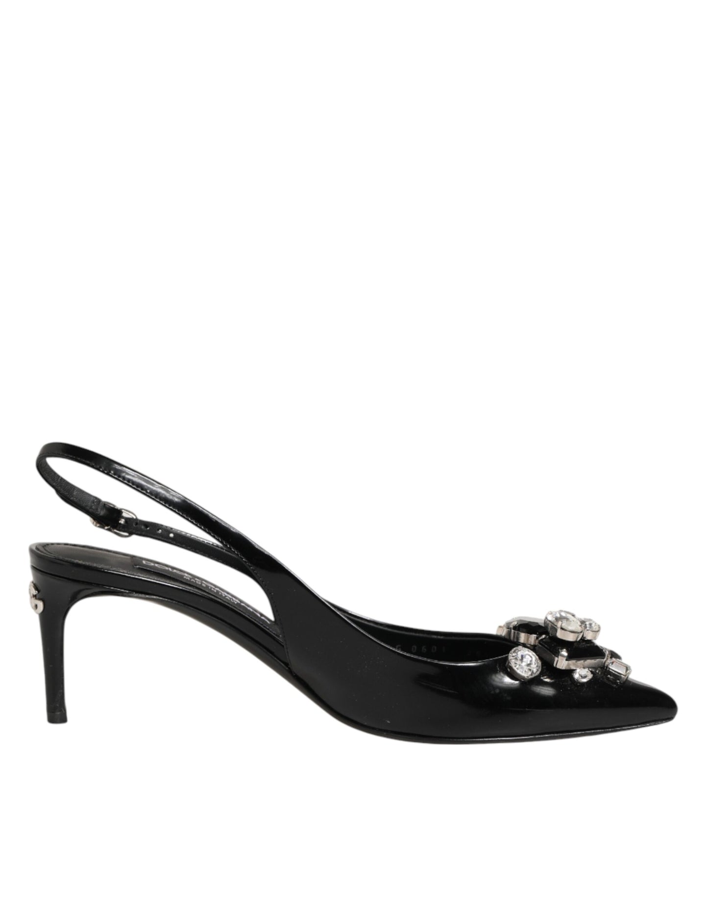 Dolce & Gabbana Black Patent Leather Crystal Slingback Shoes