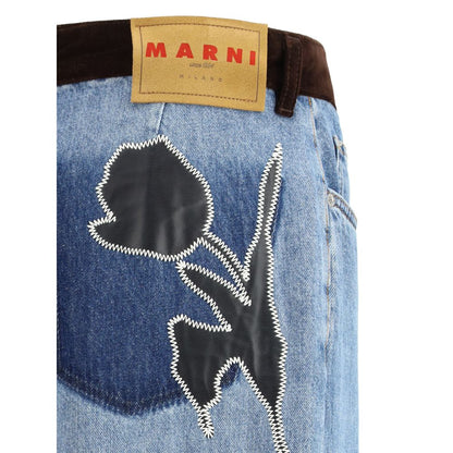 Marni Light Blue Cotton High-Waisted Jean