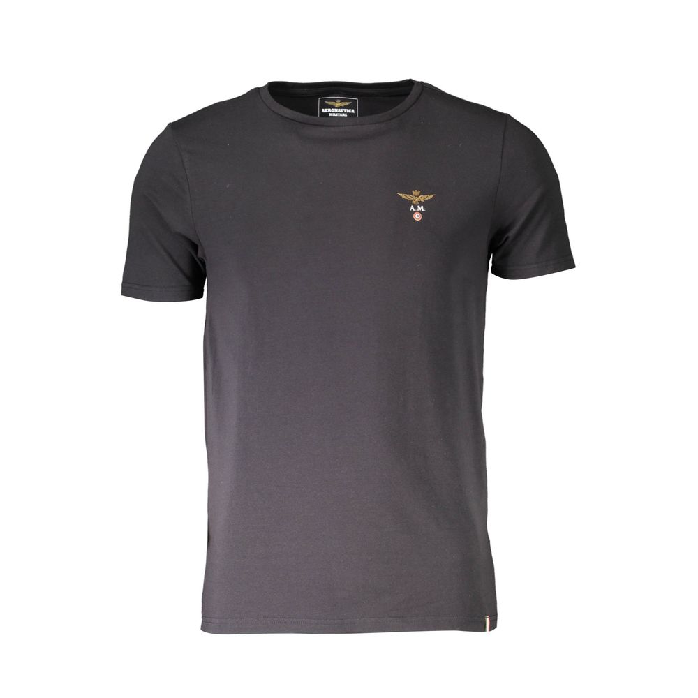 Aeronautica Militare Schwarzes Herren-T-Shirt aus Baumwolle