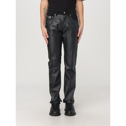 Versace Jeans Black Leather Casual Pants