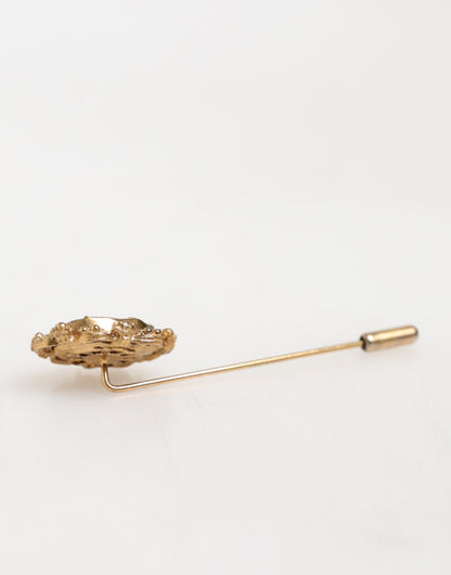 Dolce & Gabbana Gold Tone Green Stone Antique Men Accessory Brooch Pin