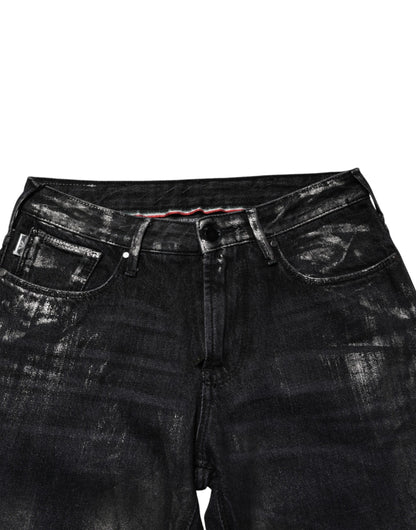Emporio Armani Black Washed Slim Fit Men Denim Cotton Jeans