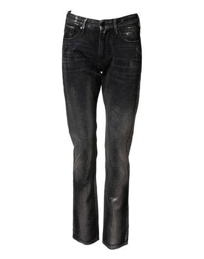 Emporio Armani Black Washed Slim Fit Men Denim Cotton Jeans