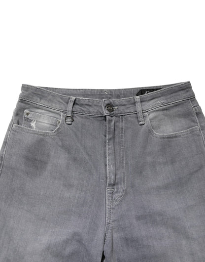 CYCLE Gray Tattered Mid Waist Men Straight Denim Trouser Jeans