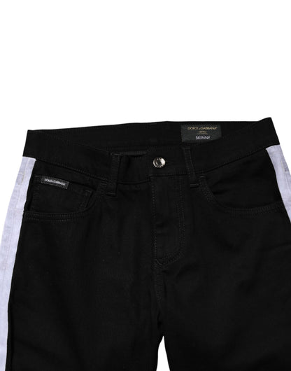 Dolce & Gabbana Black Cotton MidWaist Skinny Denim Logo Jeans