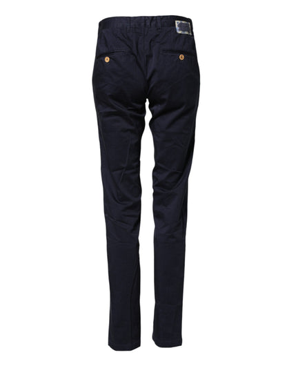 Domenico Tagliente Dark Blue Cotton Skinny Men Trouser Pants
