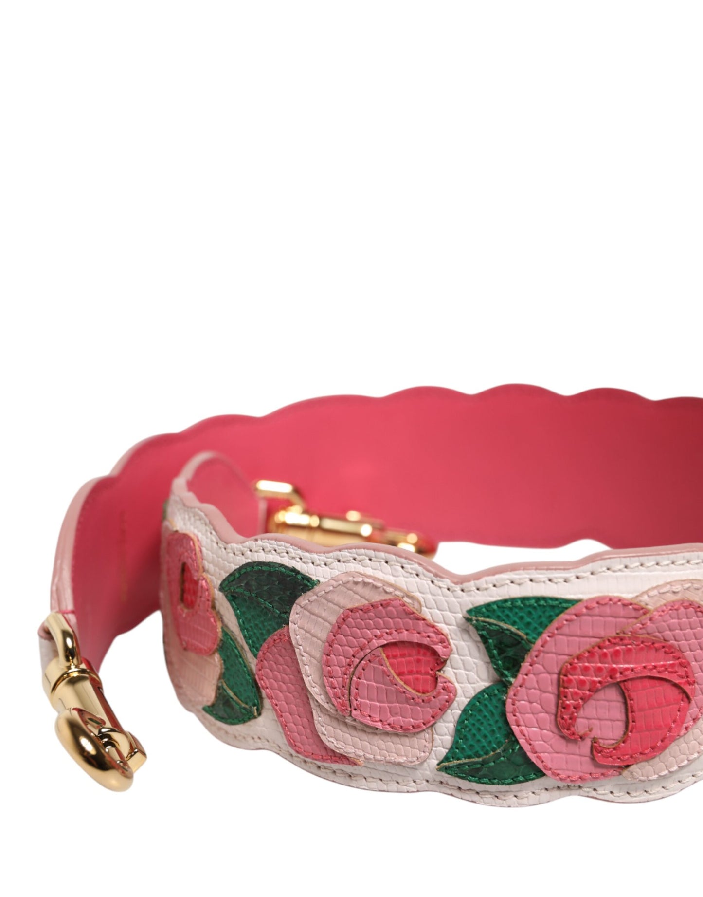 Dolce & Gabbana Strap White Floral Calf Leather Bag Accessory Shoulder