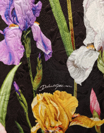 Dolce & Gabbana Black Floral Brocade A-line Mini Dress