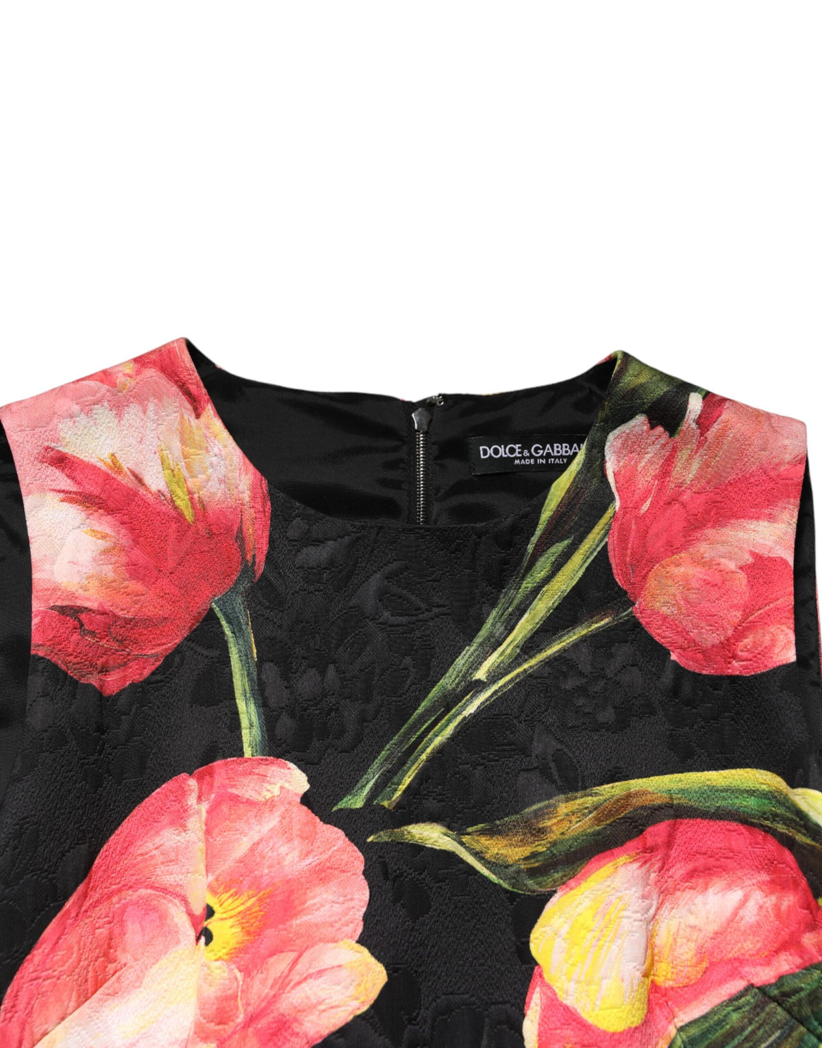Dolce & Gabbana Black Floral Print Viscose A-line Mini  Dress