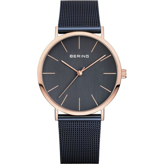 BERING Navy Blue Stainless Steel Dress Watch