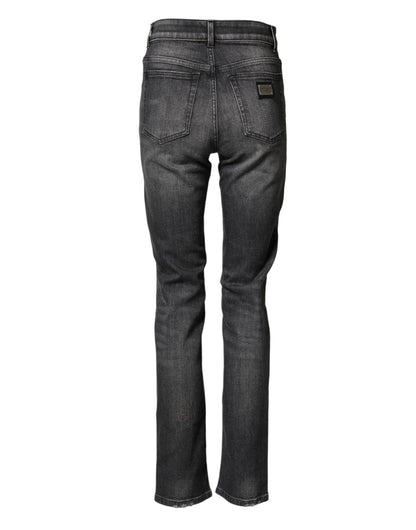 Dolce & Gabbana Gray High Waist Cotton Skinny Denim Jeans