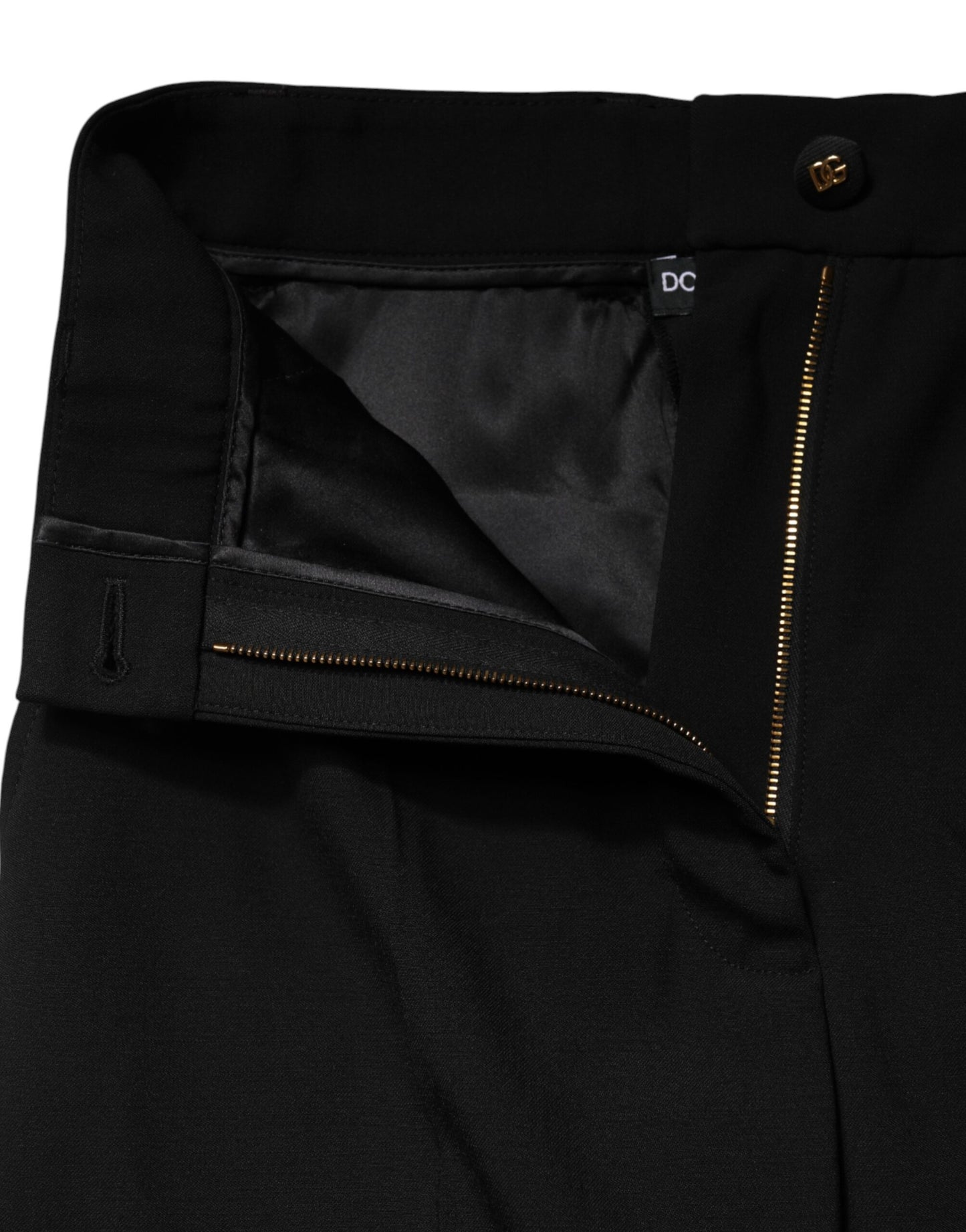 Dolce & Gabbana Black Wool Blend Straight High Waist Pants