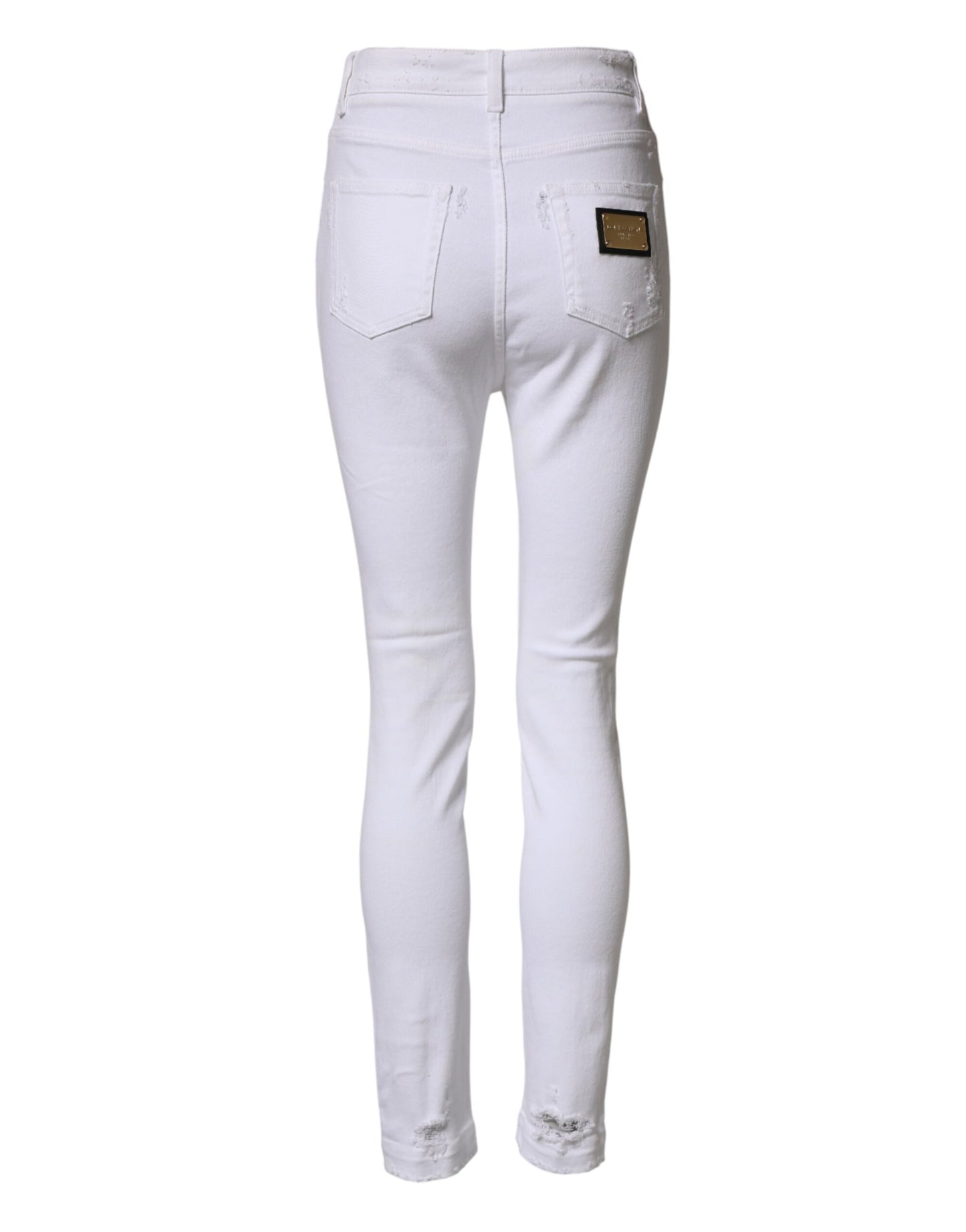 Dolce & Gabbana White Distressed High Waist Denim Jeans