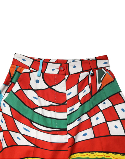 Dolce & Gabbana Multicolor Geometric Pattern Straight Pants