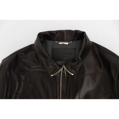 Dolce & Gabbana Brown Lambskin Jackets & Coat
