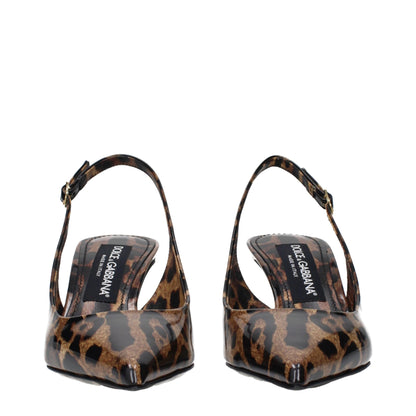 Dolce & Gabbana Brown Leather Stiletto Heel Sandals