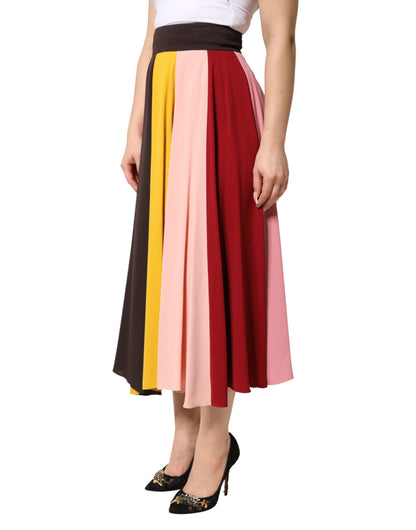 Dolce & Gabbana Multicolor Viscose High Waist Midi Skirt