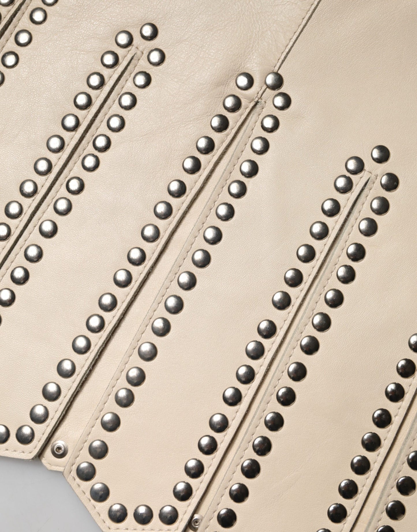 Dolce & Gabbana Beige Leather Studs Mid Waist Mini Skirt