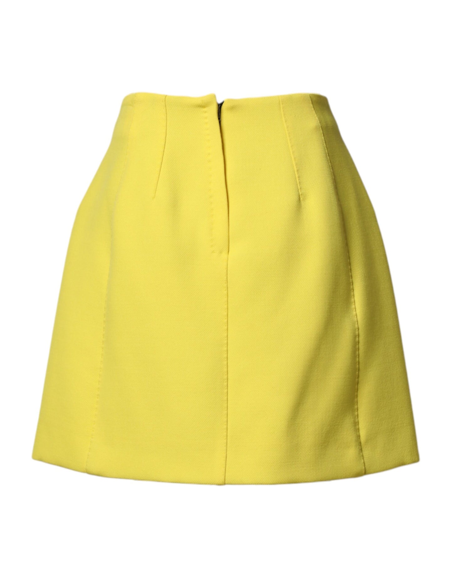 Dolce & Gabbana Yellow Wool Buttoned High Waist Mini Skirt