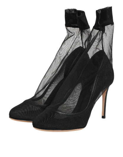 Dolce & Gabbana Black Nylon Stretch Mesh Sock Boots  Shoes