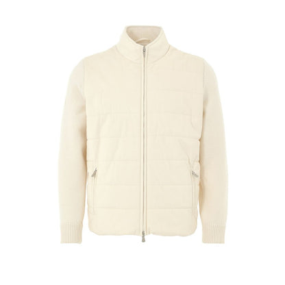 Gran Sasso White Wool Full-Length Jacket