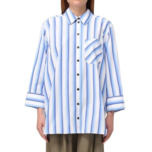 Ganni Blue Cotton Pattern Shirt