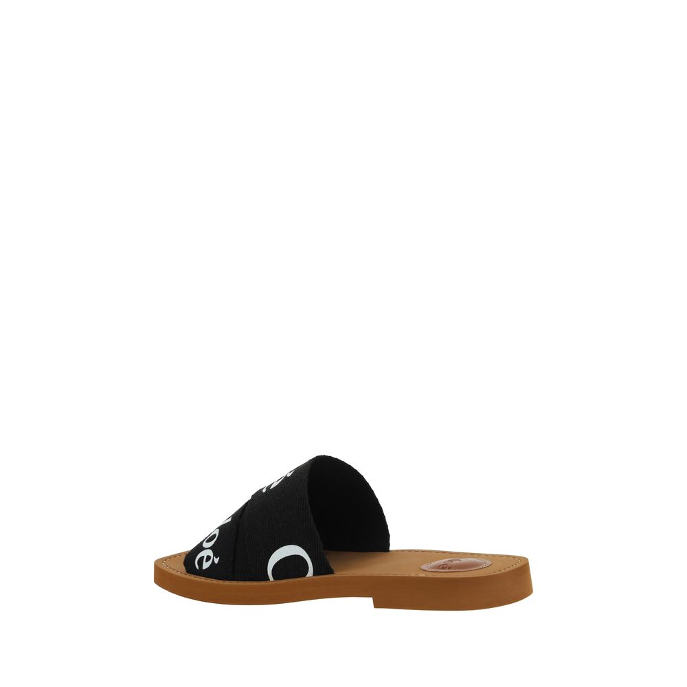Chloé Black Rubber Flat Sandals