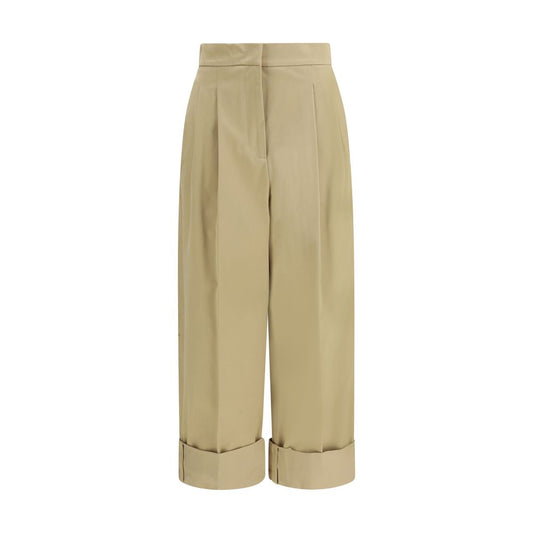 Max Mara Beige Cotton Cropped Pants