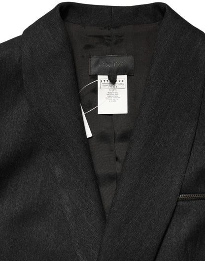 Exte Black Double Breasted Pants Blazer Jacket 2 Piece Suit