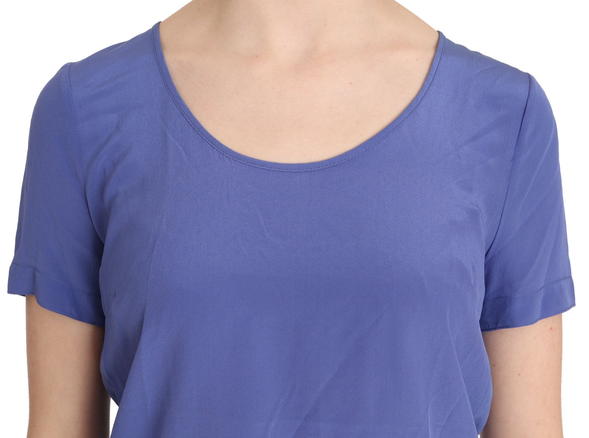 Patrizia Pepe Silk Purple Short Sleeve Casual Top Blouse