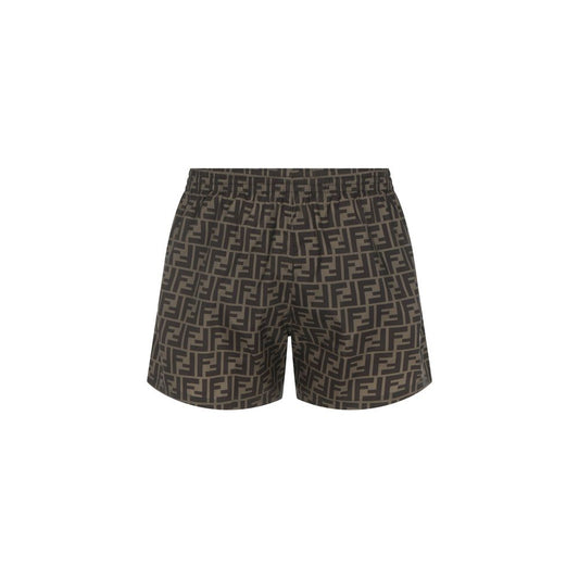 Fendi Brown Polyester Swim Shorts