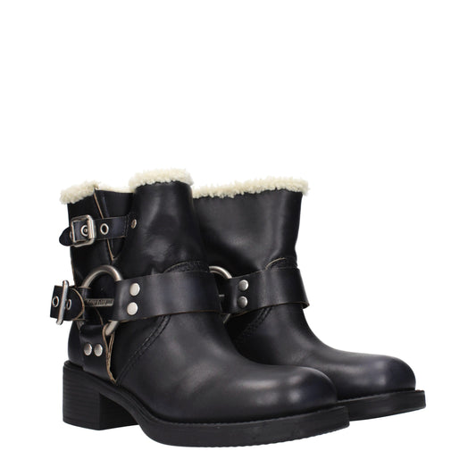 Miu Miu Black Leather Ankle Boots