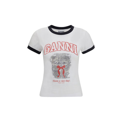 Ganni White Cotton T-Shirt