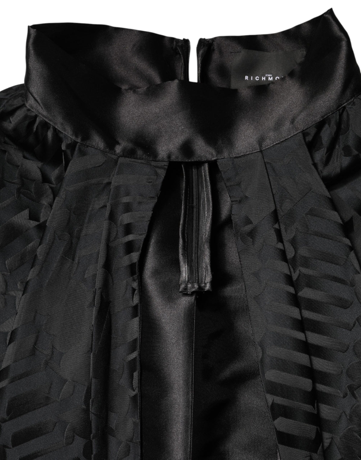 John Richmond Schwarzes Jacquard ärmelloses 2-teiliges Kleid mit tiefem V-Ausschnitt