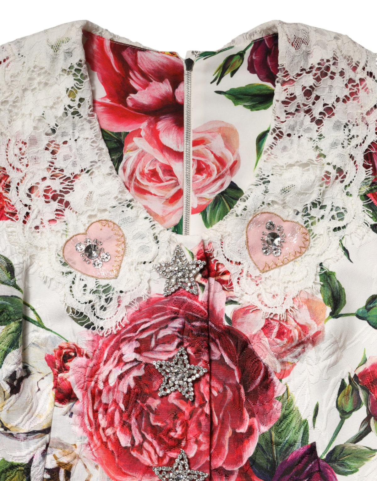 Dolce & Gabbana Weißes, blumenverziertes Etui-Minikleid