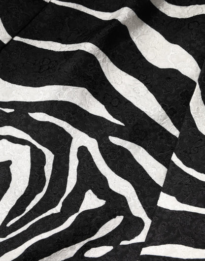 Dolce & Gabbana Black White Zebra Sleeveless A-line Dress