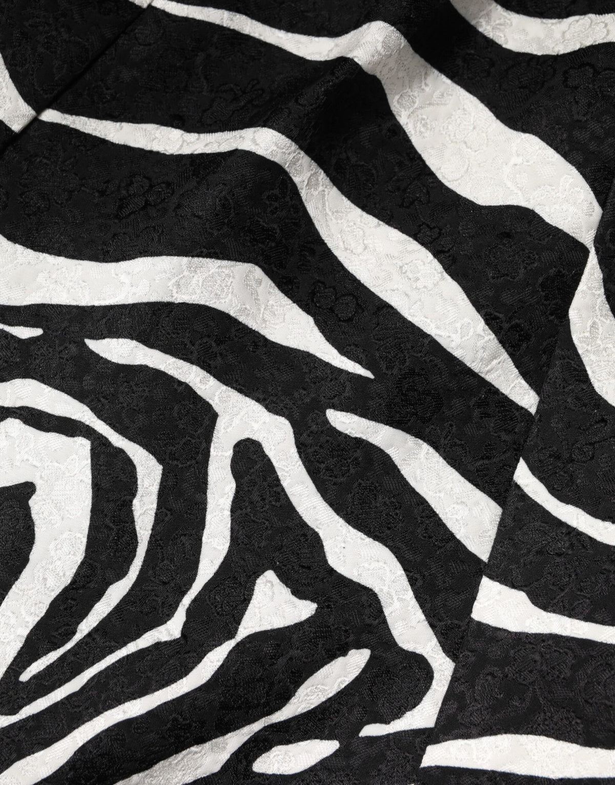 Dolce & Gabbana Schwarz-weißes ärmelloses A-Linien-Kleid mit Zebra-Print