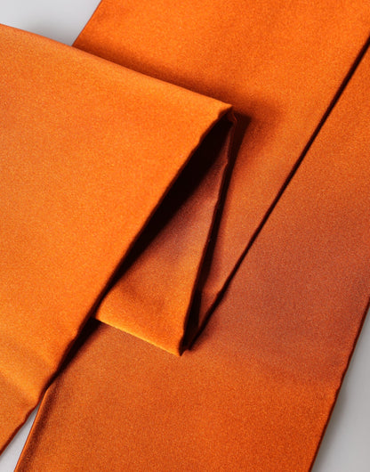 Dolce & Gabbana Orange Silk Fringes Neck Wrap Foulard Scarf