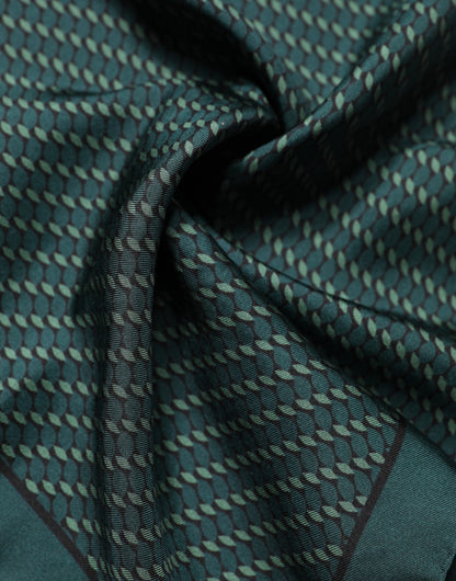 Dolce & Gabbana Dark Green Silk Patterned Handkerchief 32cm x 31cm Scarf