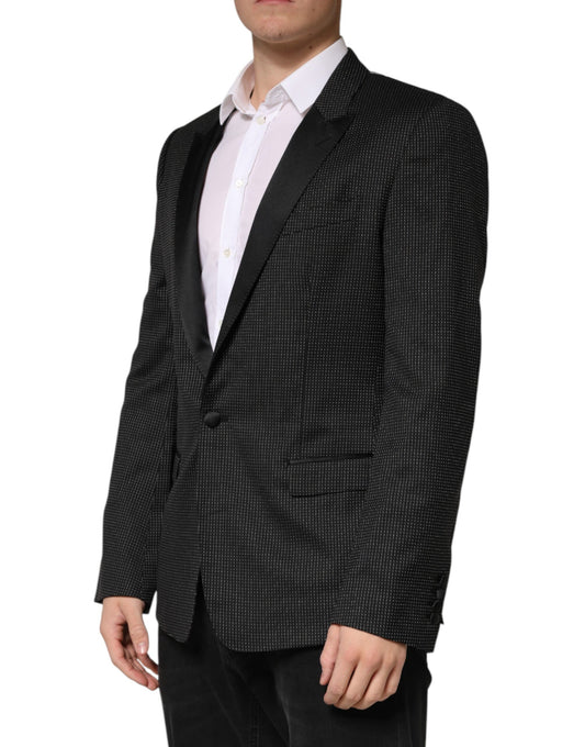Dolce & Gabbana Dark Gray Fantasy Single Breasted Jacket Blazer