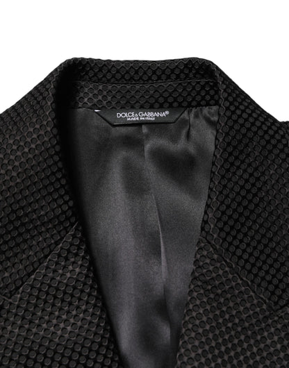 Dolce & Gabbana Black Cotton Double Breasted 2 Button Blazer