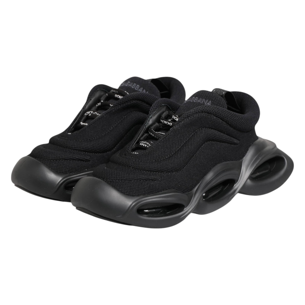 Dolce & Gabbana Black Slip On Low Top Wave Sneakers Shoes