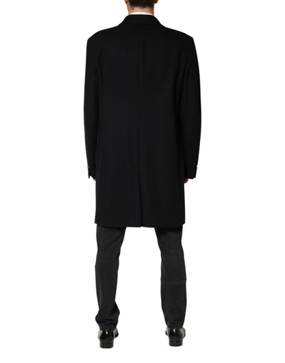 Dolce & Gabbana Black Wool Single Breasted Long Coat Jacket